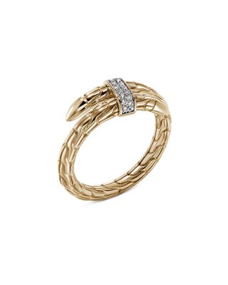 14K Yellow Gold Spear Diamond Wrap Bypass Ring