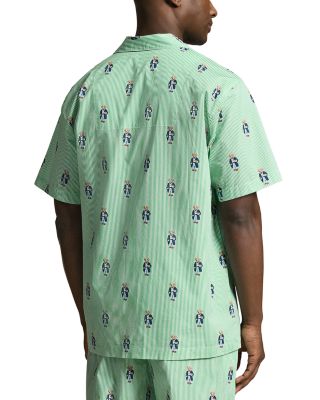 Printed Woven Bear Print Short Sleeve PJ Top