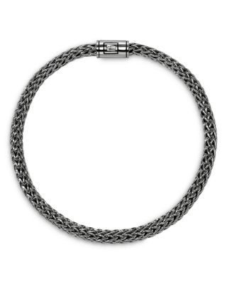 Sterling Silver Icon Dark Woven Link Bracelet, 5mm