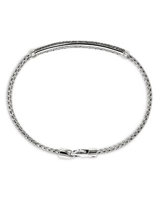 Sterling Silver Black Sapphire Pav&eacute; Bar Bracelet