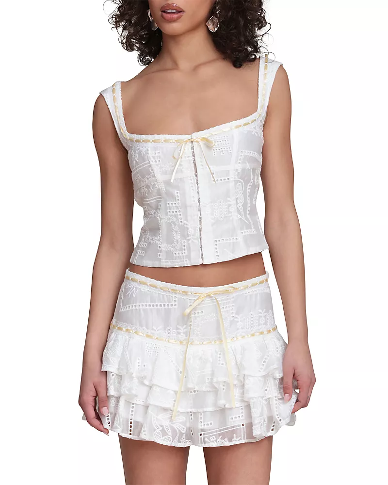 Avec Les Filles Embroidered Corset Top