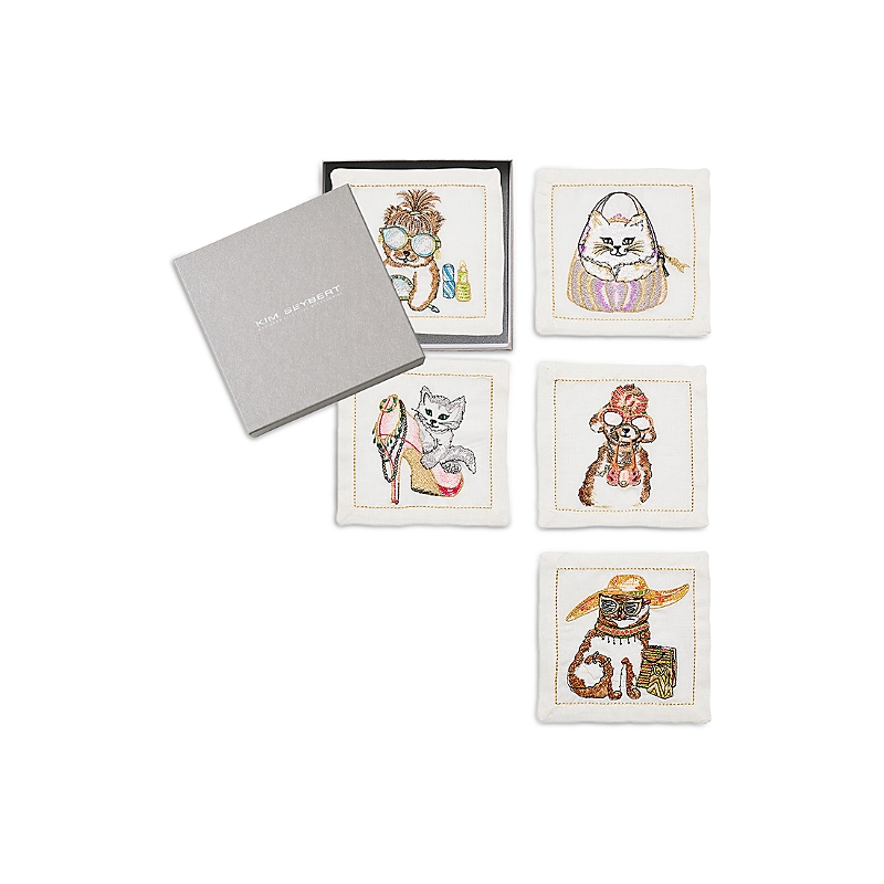 Kim Seybert Diva Pets Cocktail Napkins, Set of 6