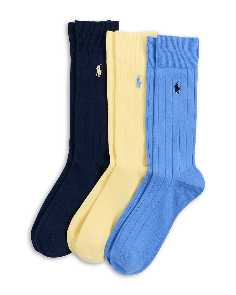 Polo Ralph Lauren Men's 3-Pack Solid Ribbed Slack Socks