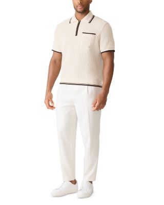 Estaban Crochet Knit Quarter-Zip Polo Shirt