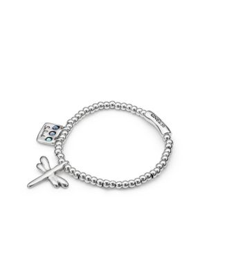 Sterling Silver Plated Elastic Beaded Bracelet