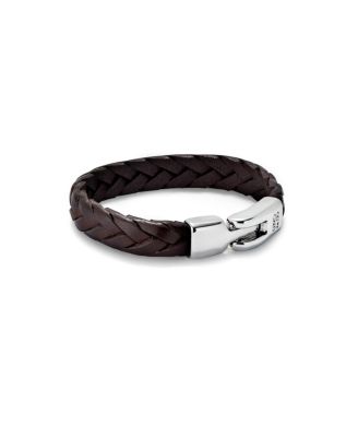 Leather Braided with Sterling Silver Plated Clasp Bracelet