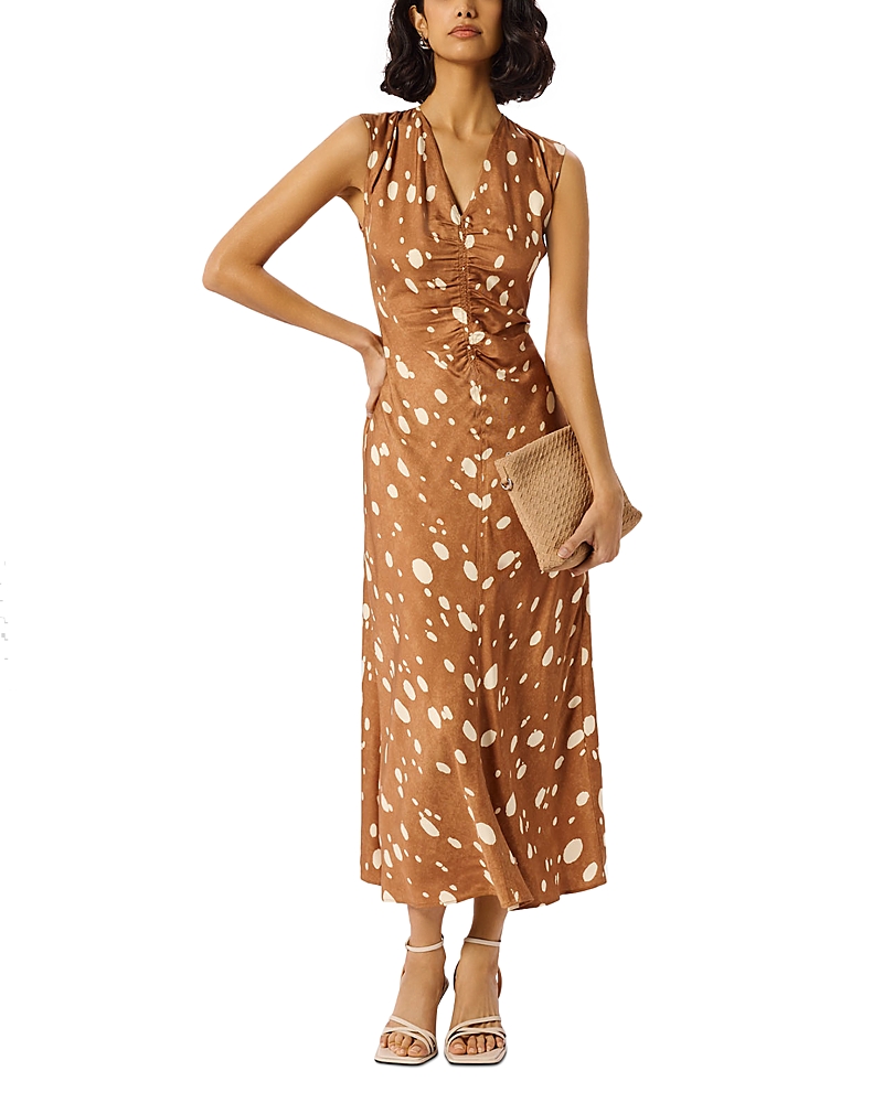 Whistles Deer Spot Viscose Midi Dress