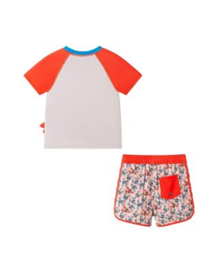Boys' Short Sleeve Orange Lobster Rashguard Set - Little Kid, Big Kid 