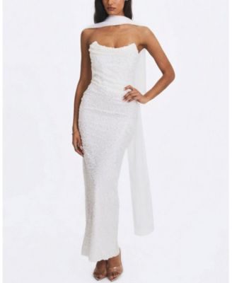  Myra Beaded Mesh Strapless Wedding Dress