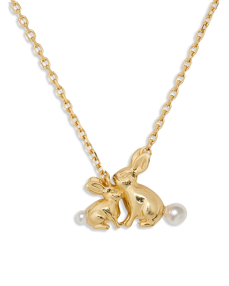 kate spade new york Love You, Mom Imitation Pearl Bunny Pendant Necklace, 16