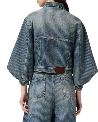 Luca Stripe Jean Jacket in Titan Blue