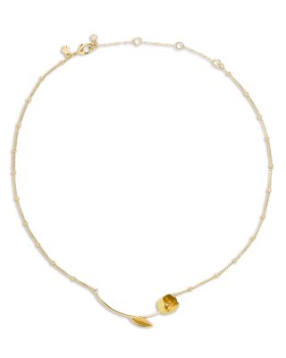 Golden Bloom Tulip Bar Necklace, 16-19" 