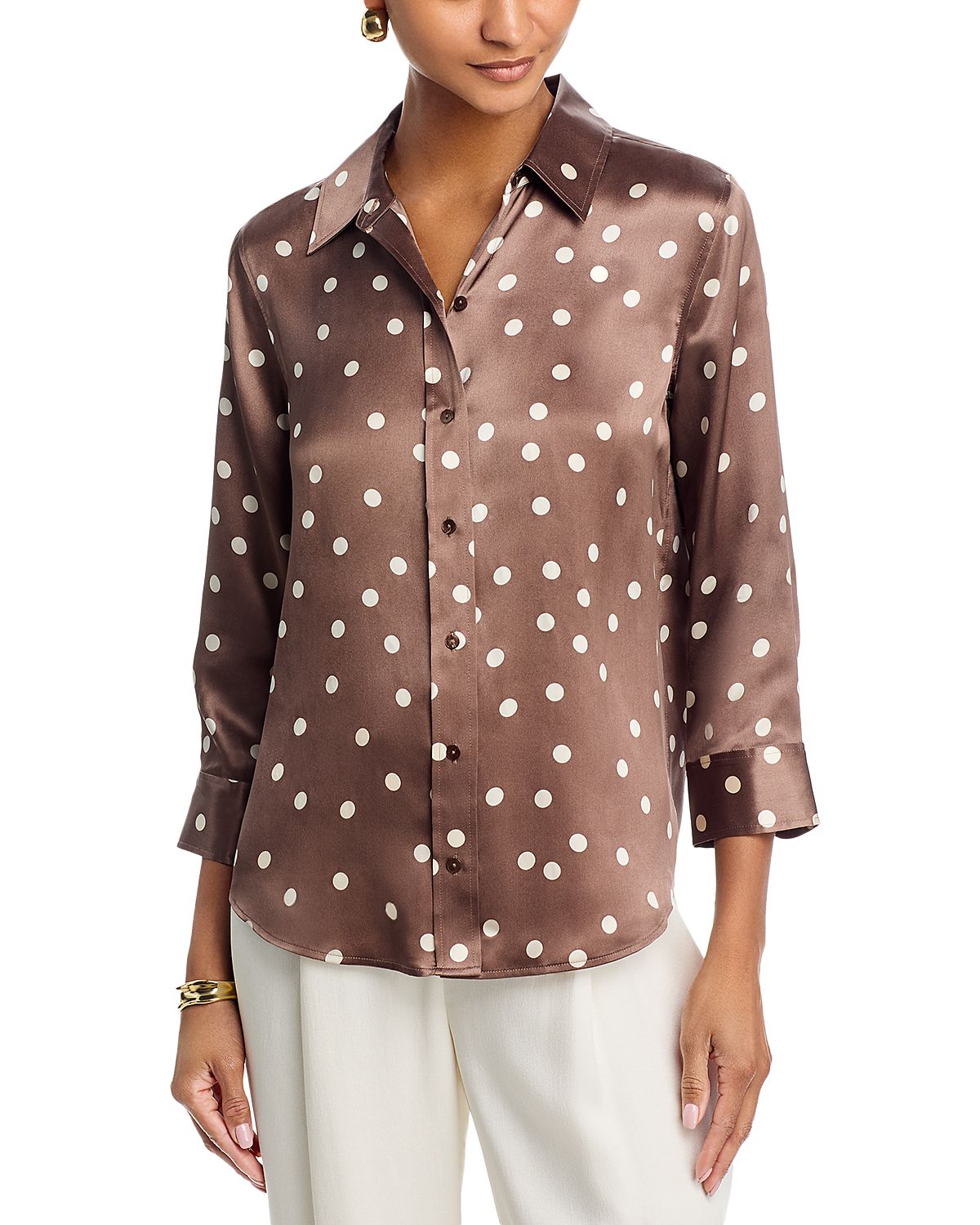 L'Agence Dani Silk Three Quarter Sleeve Blouse