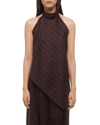 Halter Scarf Pinstripe Top