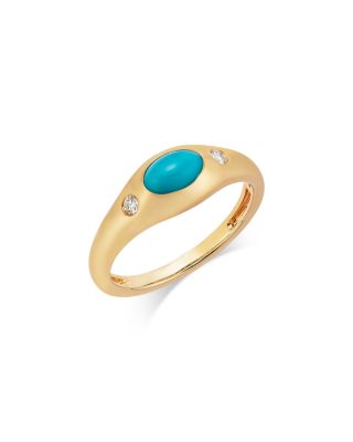 Gemstone & Diamond Pinky Ring in 14K Yellow Gold