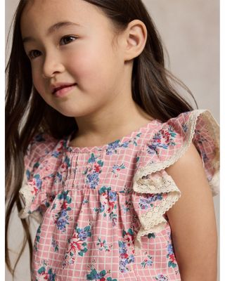 Girls' Floral Slub Cotton Top & Skirt - Little Kid