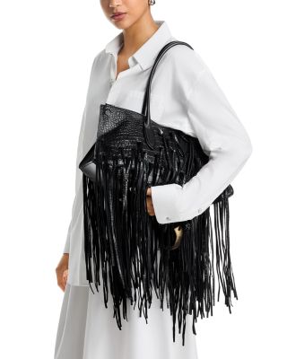 Manta Fringe Leather Top Handle Bag