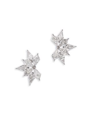  Luxe Collection Certified Lab Grown Diamond Kite Curved Cluster Stud Earrings in 14K White Gold, 1.75 tcw
