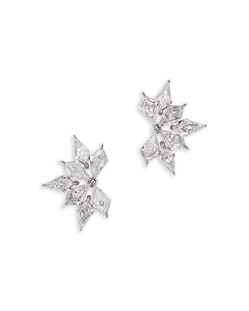Bloomingdale's Fine Collection Luxe Collection Certified Lab Grown Diamond Kite Curved Cluster Stud Earrings in 14K White Gold, 1.75 tcw