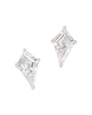 Luxe Collection Certified Lab Grown Diamond Kite Solitaire Stud Earrings in 14K White Gold, 2.0 tcw