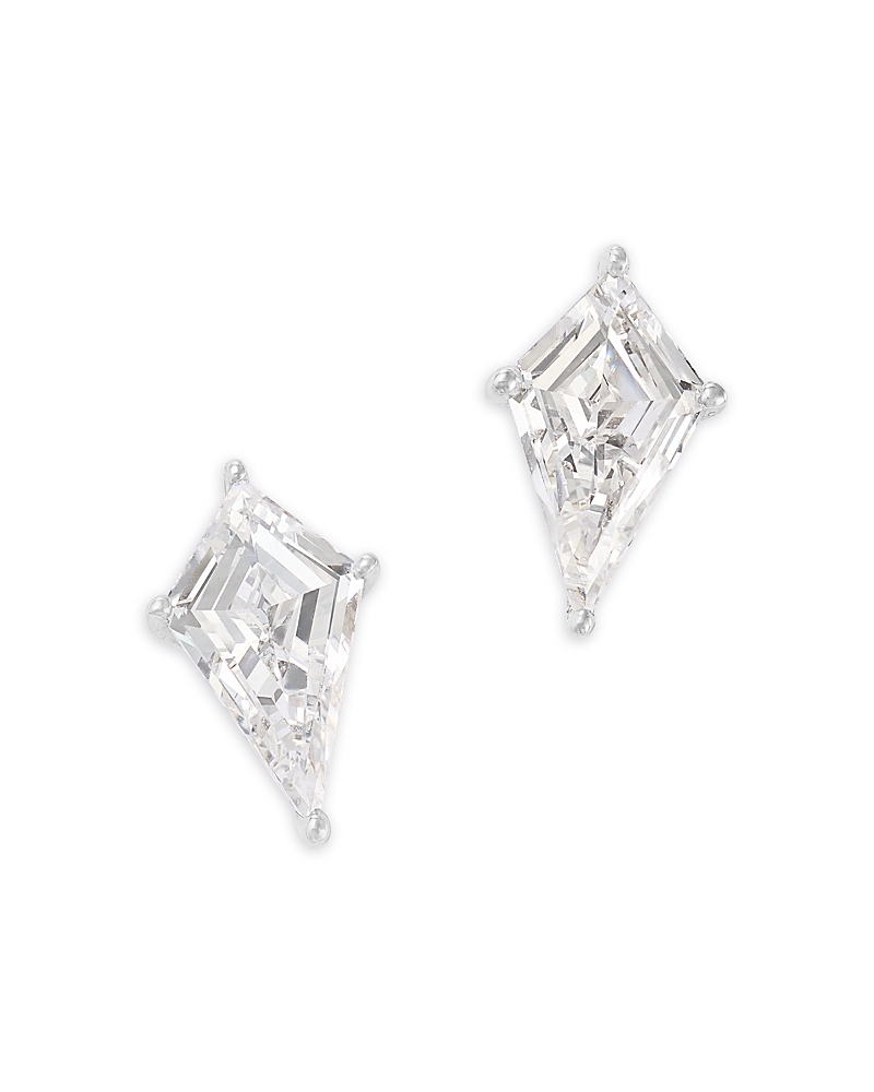 Bloomingdale's Fine Collection Luxe Collection Certified Lab Grown Diamond Kite Solitaire Stud Earrings in 14K White Gold, 2.0 tcw