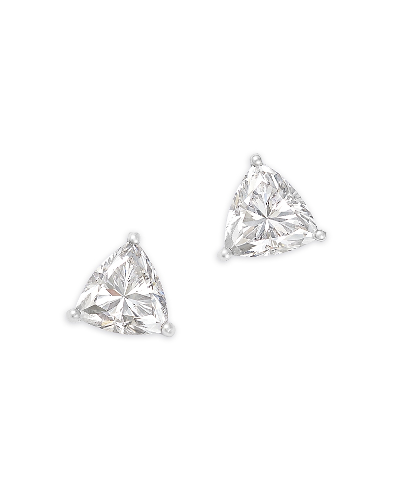 Bloomingdale's Fine Collection Luxe Collection Certified Lab Grown Diamond Trillion Solitaire Stud Earrings in 14K White Gold, 2.0 tcw