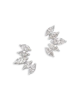 Luxe Collection Certified Lab Grown Diamond Marquis Curve Stud Earrings in 14K White Gold, 0.60 tcw