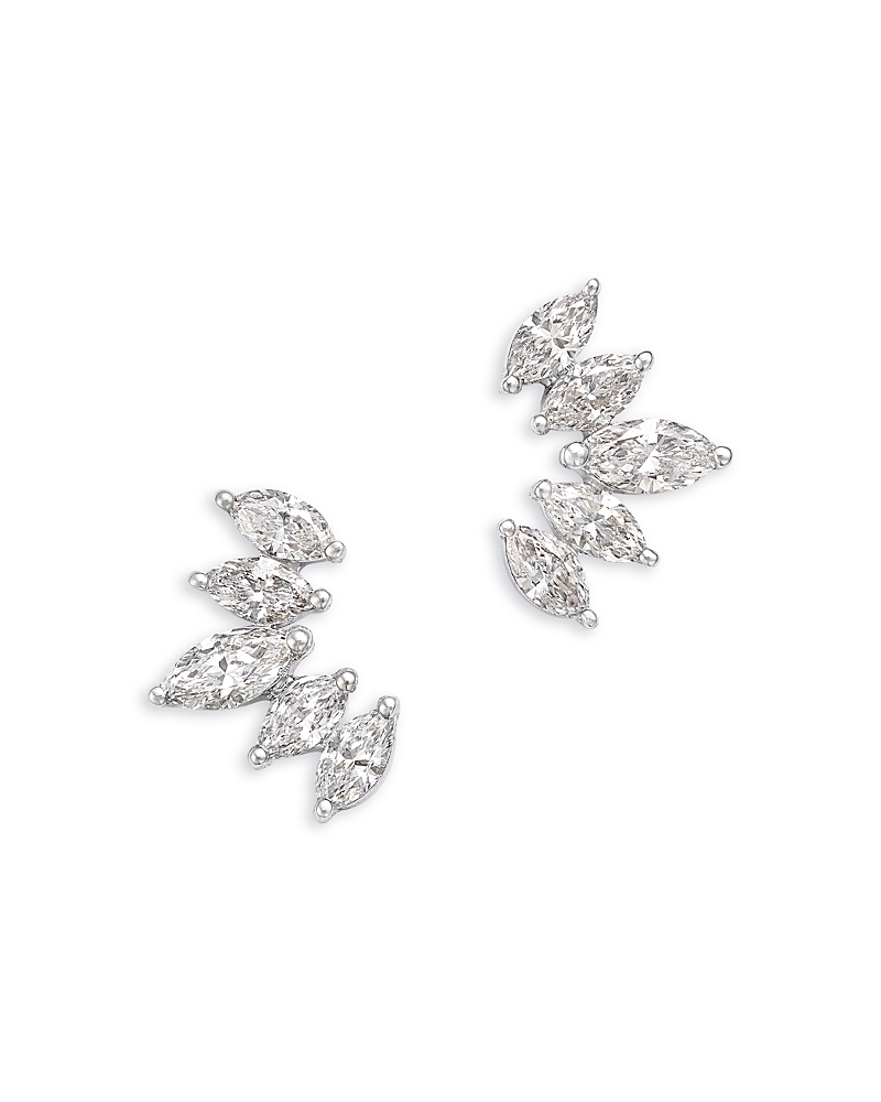 Bloomingdale's Fine Collection Luxe Collection Certified Lab Grown Diamond Marquis Curve Stud Earrings in 14K White Gold, 0.60 tcw