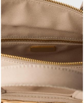 Medium Wicker and Canvas Tote Bag