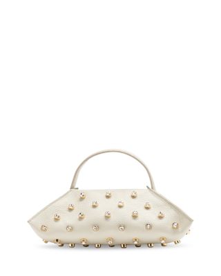 Mini Crystal Embellished Leather Handbag