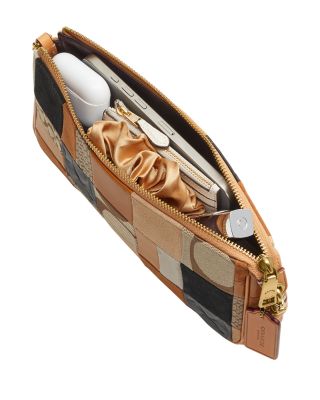 Small Brown Logo Patchwork Shoulder Bag