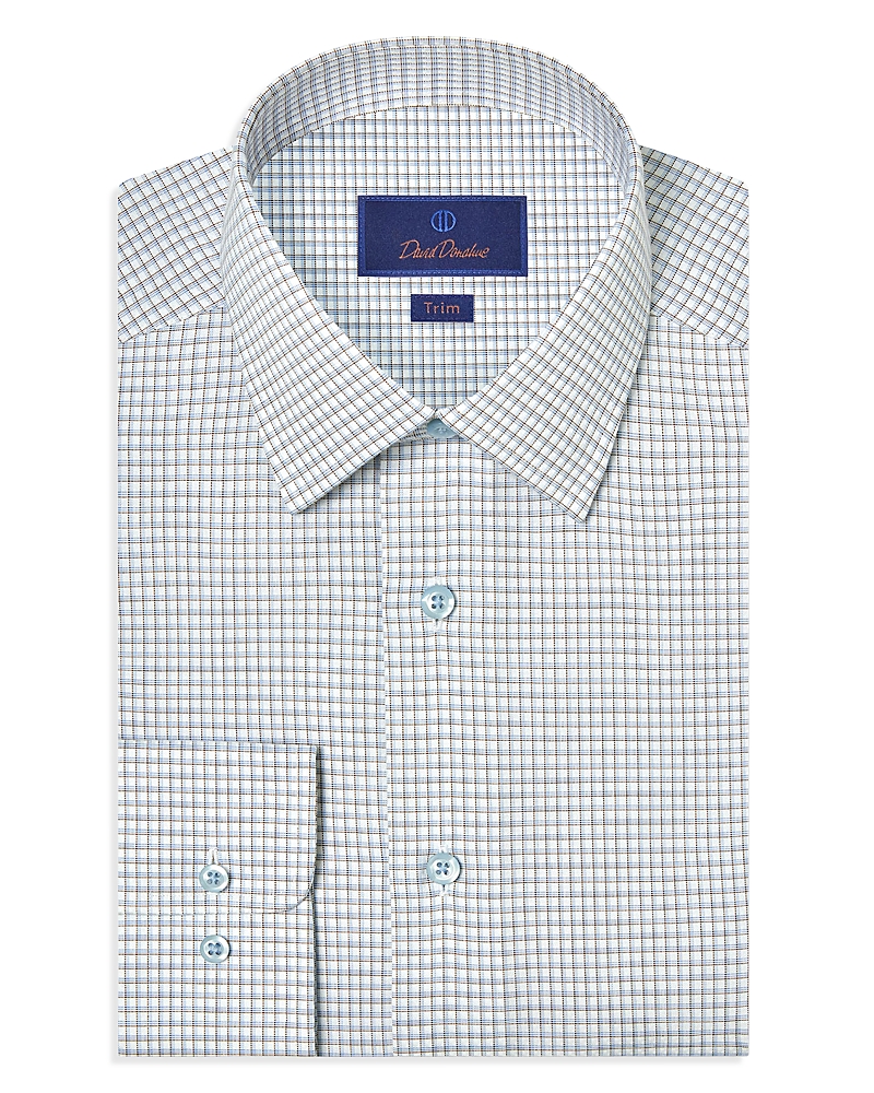 David Donahue Trim Fit Dobby Check Dress Shirt