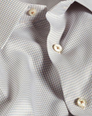 Trim Fit Silk Blend Twill Check Dress Shirt