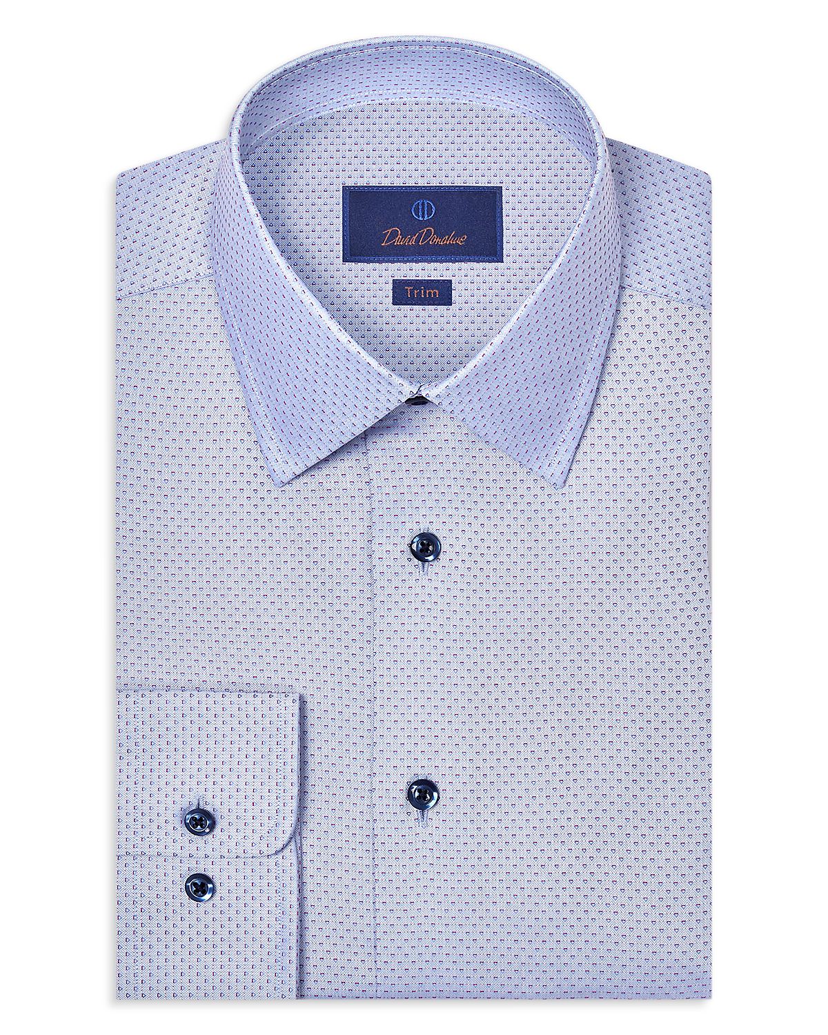David Donahue Trim Fit Textured Dobby Dress Shirt