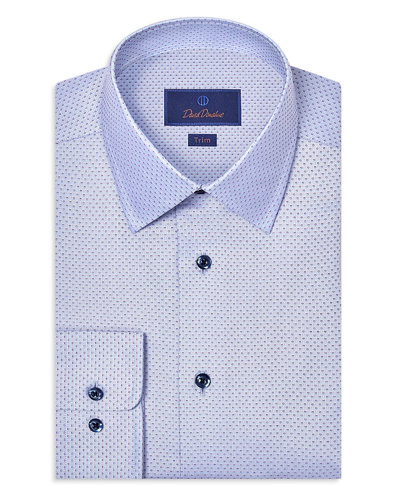 David Donahue Trim Fit Textured Dobby Dress Shirt