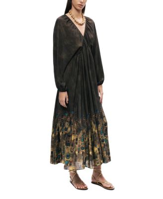  Printed Long Sleeve Maxi Dress