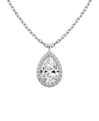  Halo Pendant in 14K Gold, 0.75ctw Pear Lab Grown Diamond