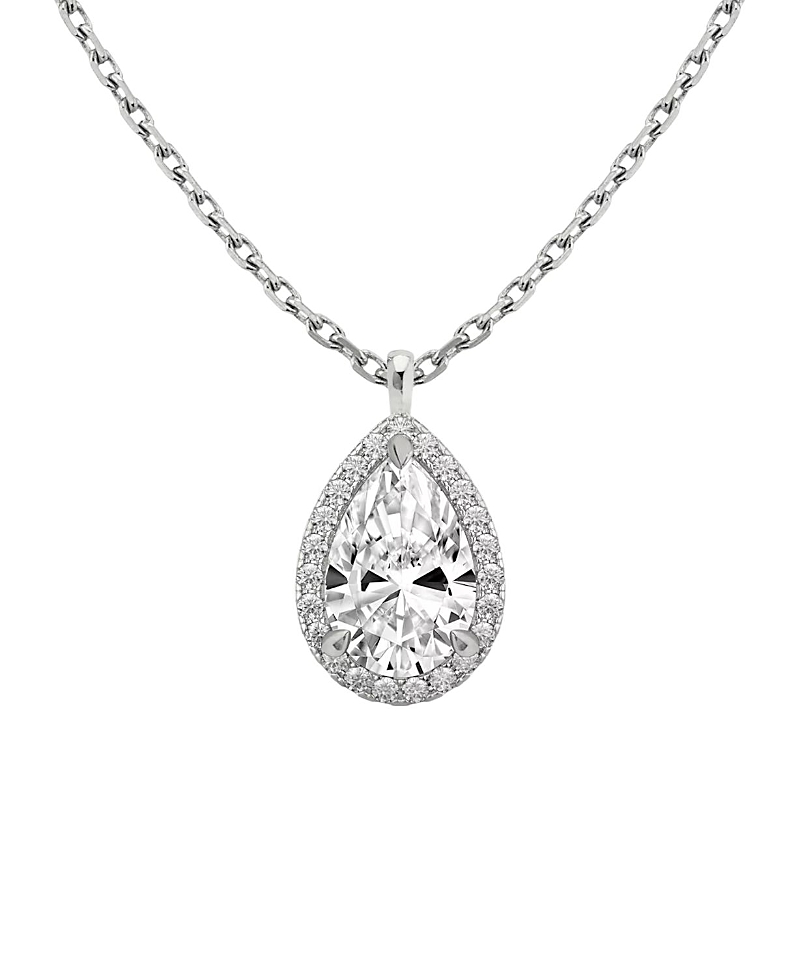 Vrai Halo Pendant in 14K White Gold, 0.75ctw Pear Lab Grown Diamond