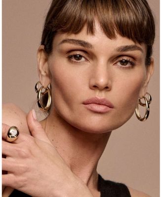  Oval Dome Hoops in 14K Yellow Gold, 0.5ctw Lozenge Lab Grown Diamond