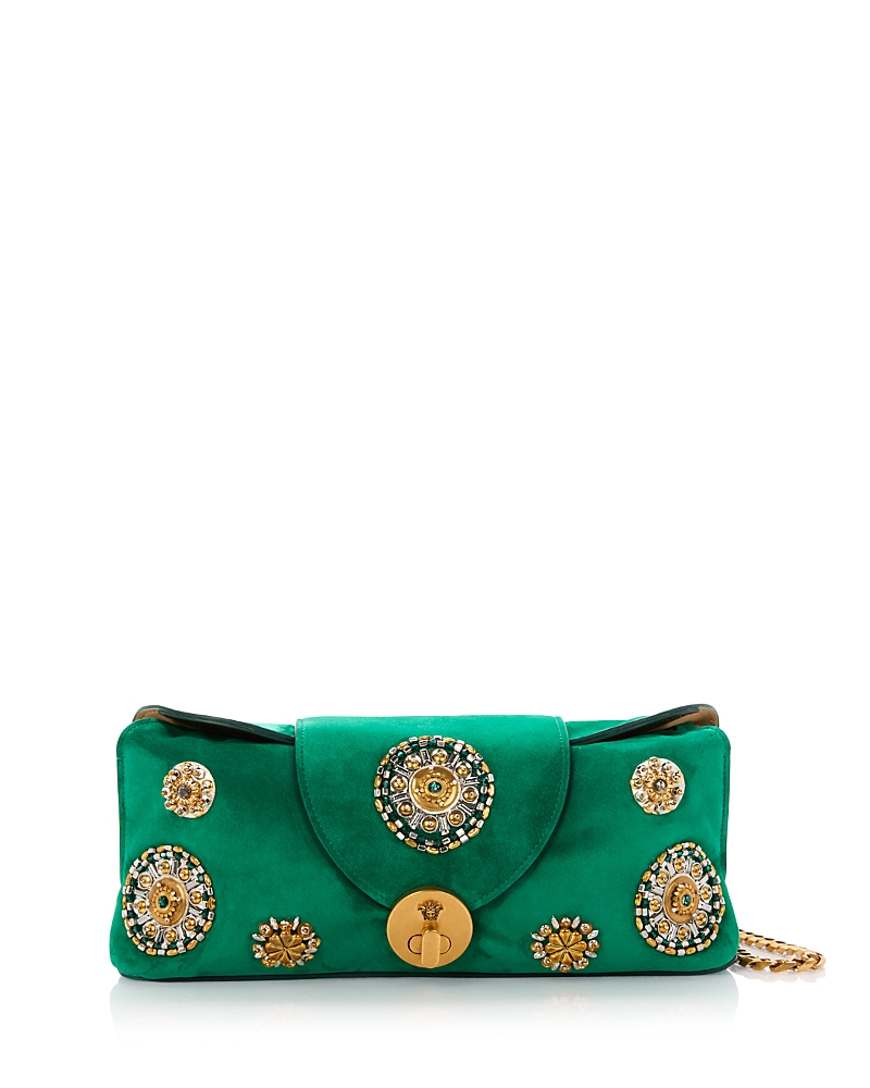 Versace Small Embellished Suede Clutch
