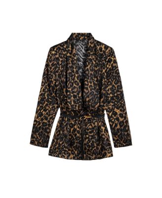  Printed Leopard Belted Jacket