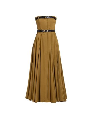  Strapless Double Belted Midi Dress