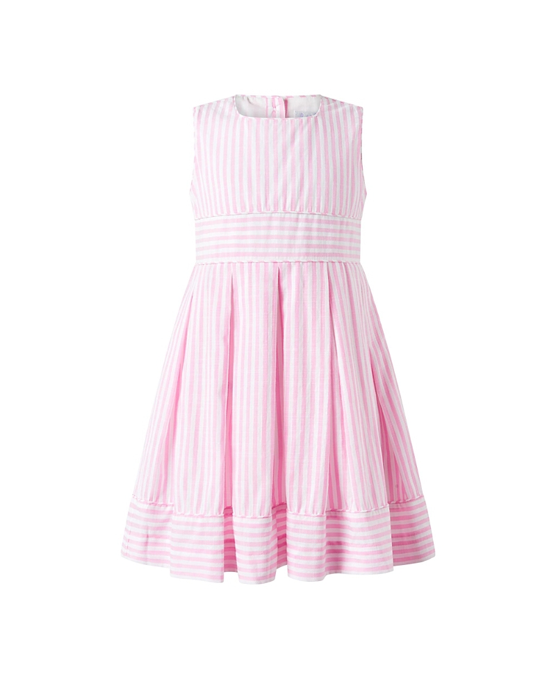 Rachel Riley Girls' Pastel Oxford Pleated Stripe Dress - Little Kid, Big Kid