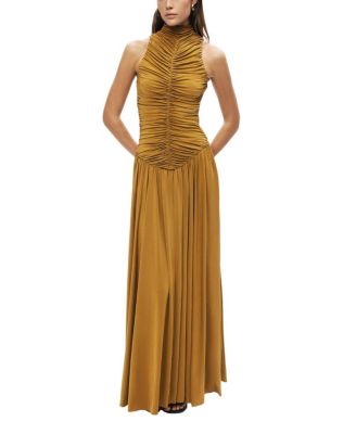  Ruched High-Neck Maxi Dress