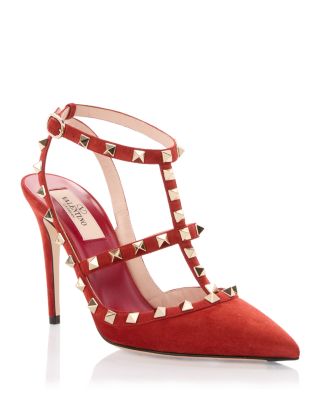 Women's Rockstud Cage Leather Pumps with Studs