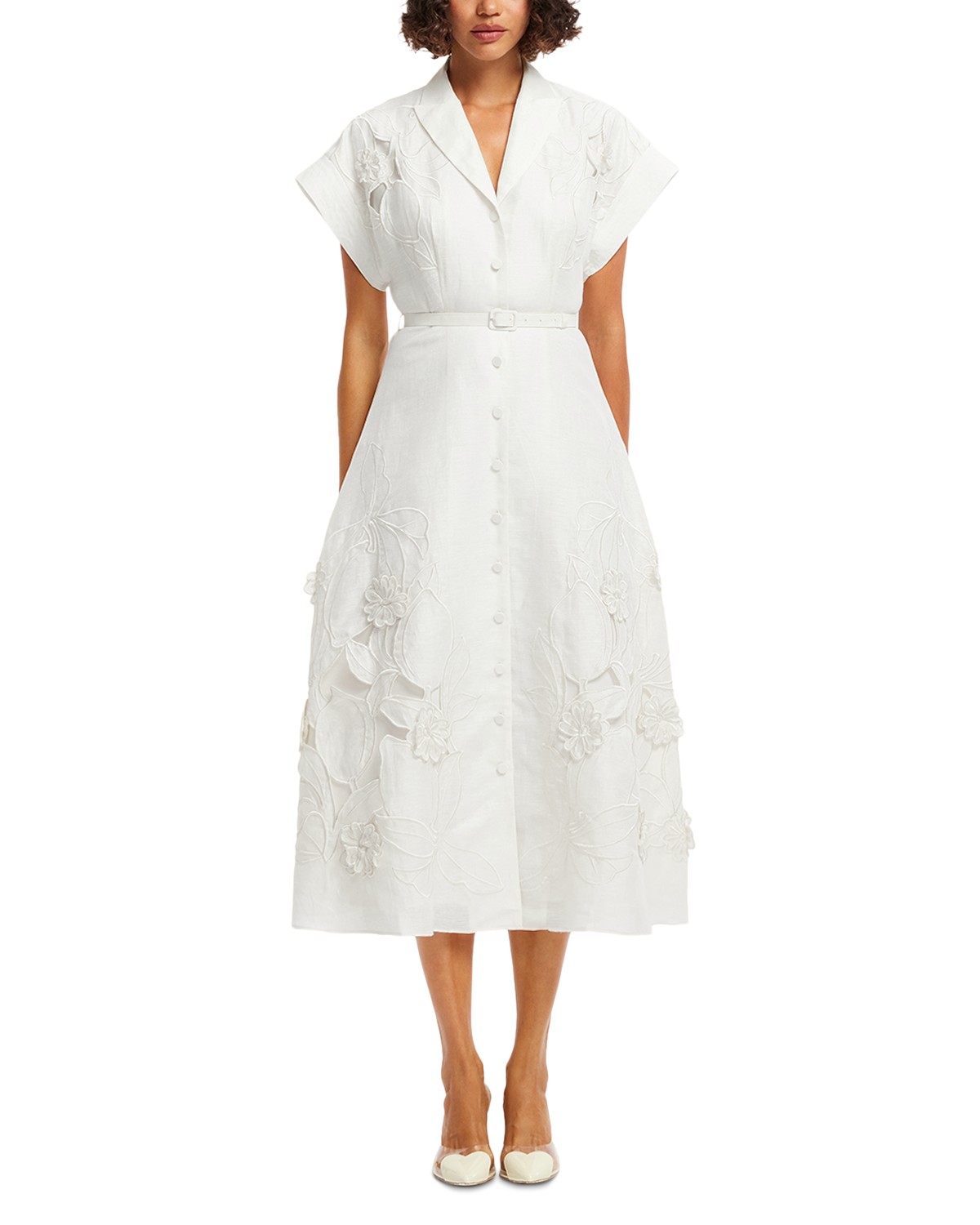 Leo Lin Aubrey Appliqué Midi Shirt Dress