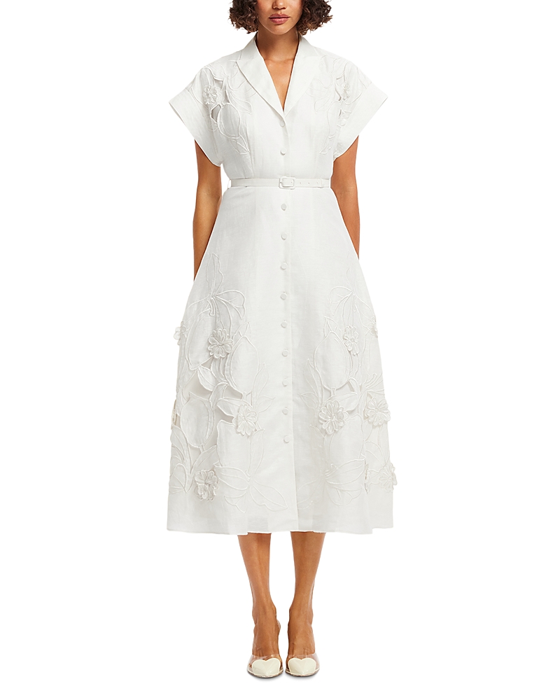 Leo Lin Aubrey Applique Midi Shirt Dress