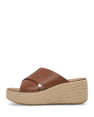 Women's Leather Espadrille Wedge Platform Sandals