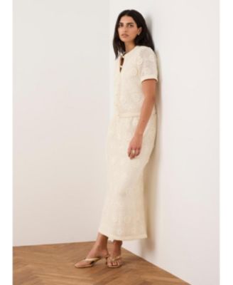 Women's Sequin Floral Crochet Midi Skirt