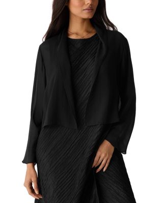 Sheer Silk Georgette High Collar Short Jacket